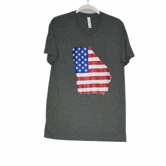 Shirts | Canvas Men Dark Gray Tshirt Graphic Us Flag Crewneck Pullover ...